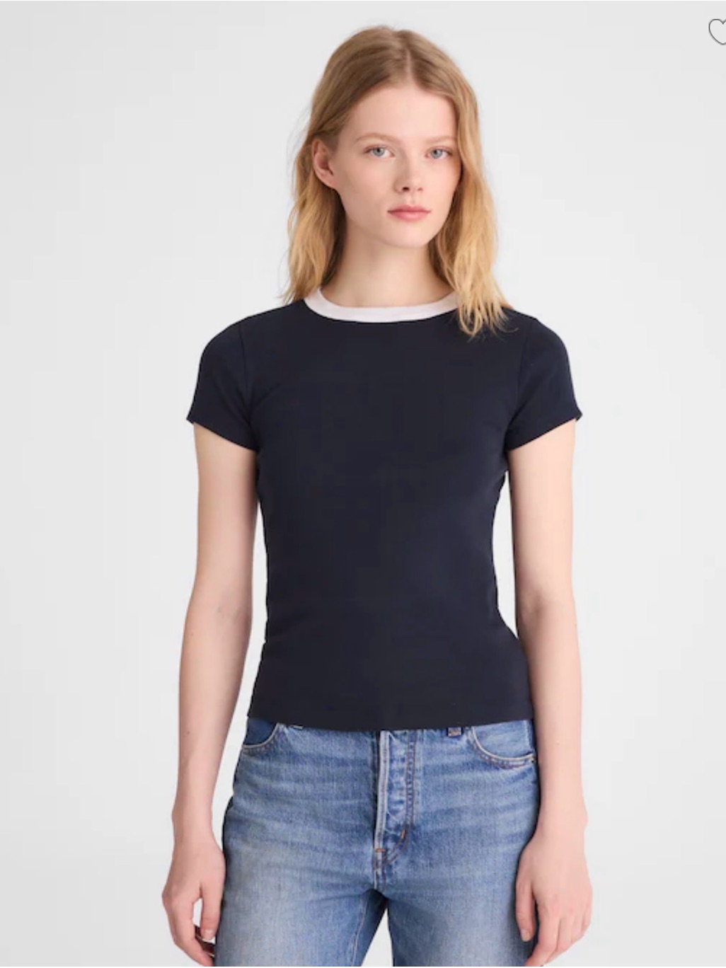 Nwt Madewell Size S Classic Navy Short-Sleeve Tee With White Collar